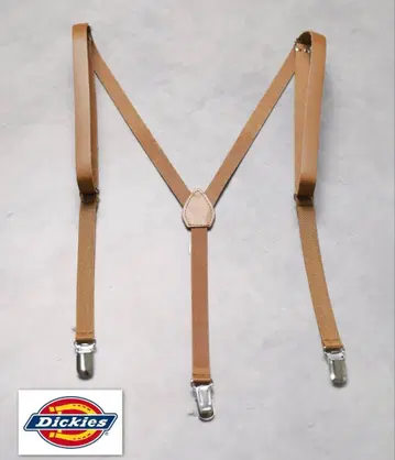 Dickies 브라운 가죽 Y자형 서스펜더
