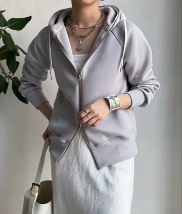 두두 종이상자 더블 지퍼 후드티 그레이