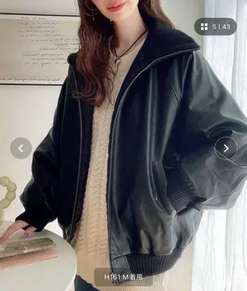 리브 터틀 인조 가죽 오버 사이즈 자켓 아우터 겨울