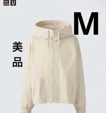 유니클로 UniqloU 후데트 블루종 내추럴 L 거의 미사용 새상품급