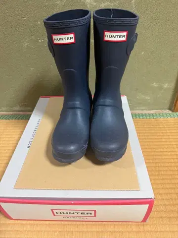 HUNTER 네이비 롱 부츠 버클 포함 23cm