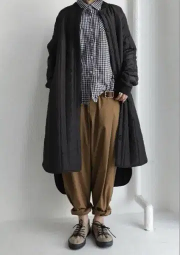 롱 기장 퀼팅 자켓 블랙