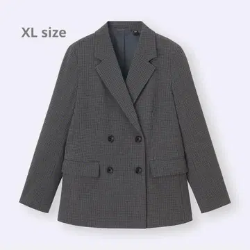 GU 더블 브레스트 체크 자켓 다크 그레이 XL