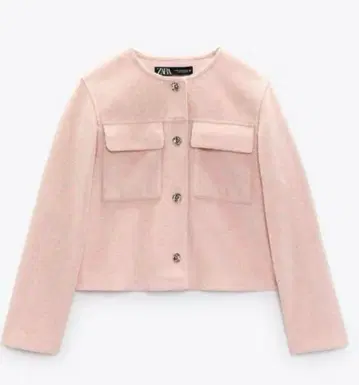 ZARA 노카라 자켓 핑크