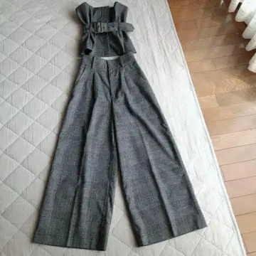 셋업 뷔스티에 코르셋풍 포멀 글렌체크 그레이체크