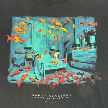 90s 당시물 Sandy Skoglund 금붕어 역습 T셔츠 L사이즈
