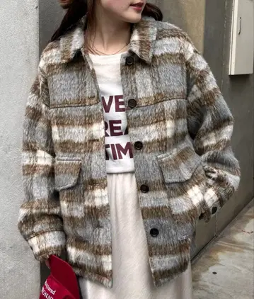 차오패닉 티피 샤기 모듬 패턴 오버 자켓