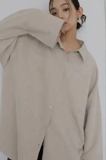 hellam 피치 스킨 오버 셔츠 아이보리