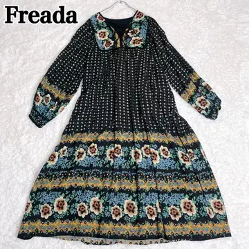 프리다 인도 빈티지 플라워 코몬 무늬 프린트 원피스