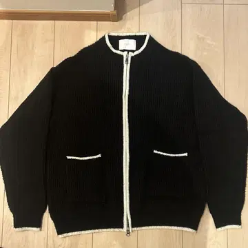 ASCLO 레어 더블 지퍼 가디건 바이컬러