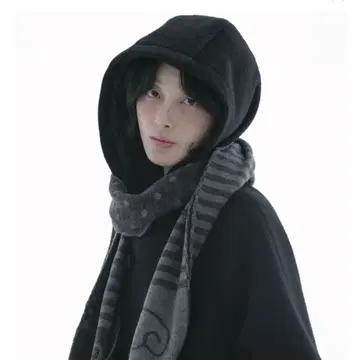 Hugyourskin 그레이 폼폼 포함 머플러