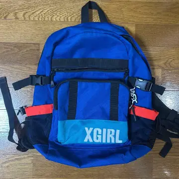 X-GIRL 파랑 오렌지 나일론 럭색