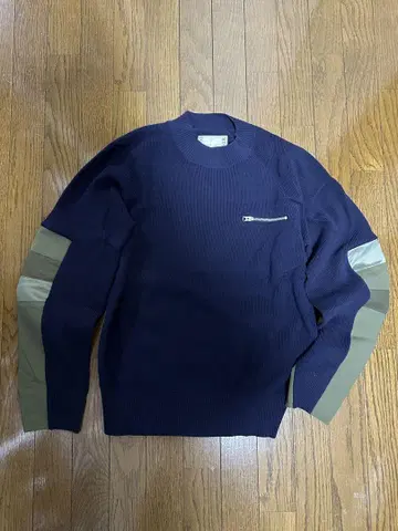 sacai COTTON NYLON OXFORD KNIT PULLOVER
