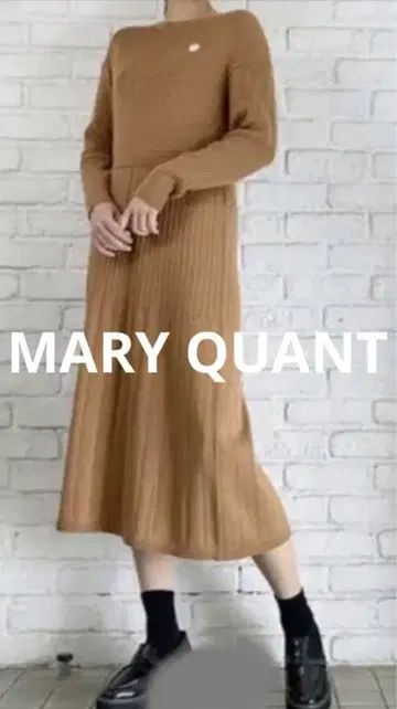 MARY QUANT 마리콴트 리브 티어드 원피스 카멜