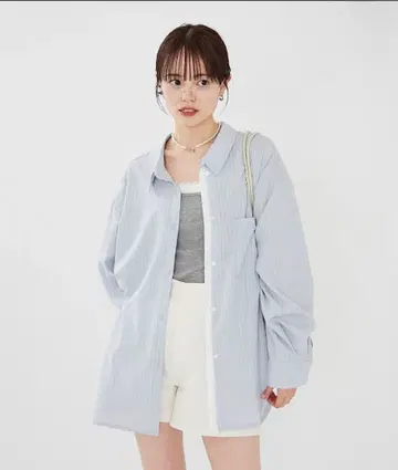 mystic 레이어드 스트라이프 드로스트 셔츠