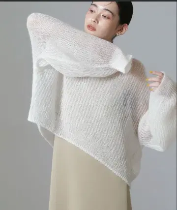 NANO universe 모헤어 혼방 볼륨 슬리브 시어 니트