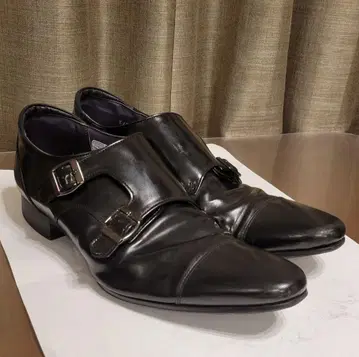 REGAL 37TR 블랙 가죽 더블 몽크 스트랩 비즈니스 슈즈