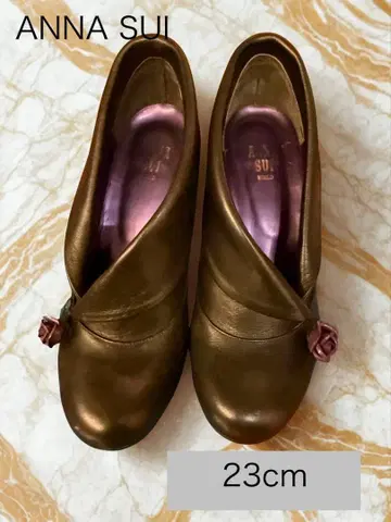 ANNA SUI 안나수이 블랙 부티 23cm 장미 힐 7.5cm