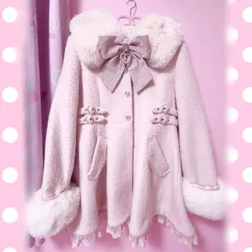 LIZLISA 리즈리사 비쥬 리본 미니 기장 A라인 코트 핑크