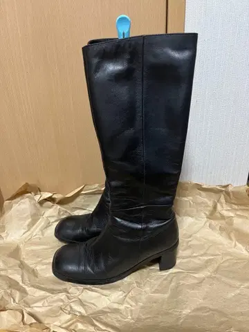 ing 잉그 천연 가죽 스퀘어토 롱 부츠 블랙