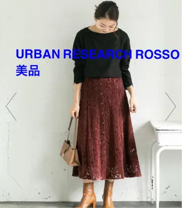 URBAN RESEARCH ROSSO 플라워 레이스 몰 스커트 보르도