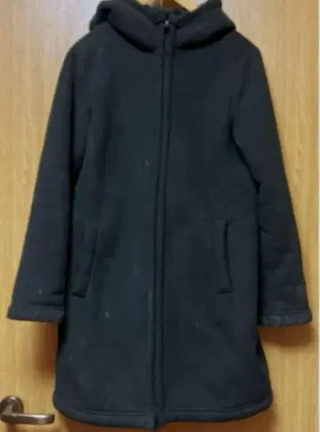 플리스 보아 안감 블루종 롱 코트