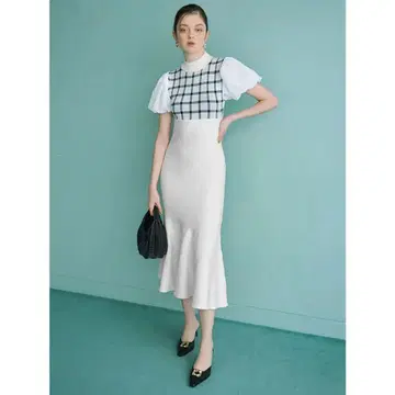 eimy istoire 셰퍼드 체크 니트 원피스