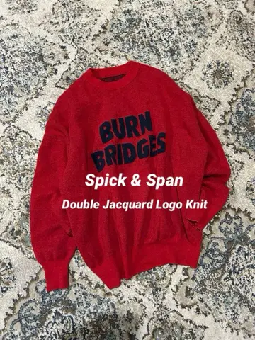 새상품급 Spick & Span 23AW 더블 자카드 로고 니트 레드