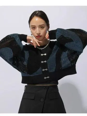 HARE 메쉬 편 벌룬 슬리브 가디건