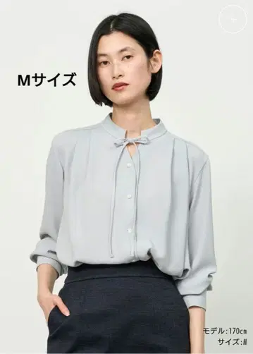 [ 새상품급 ] 소쥬 조젯 리본 블라우스 블루 그레이 M