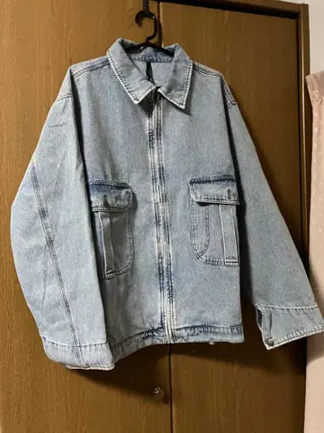 COMMON WARE 여성용, 남성용 라이트 블루 데님 자켓