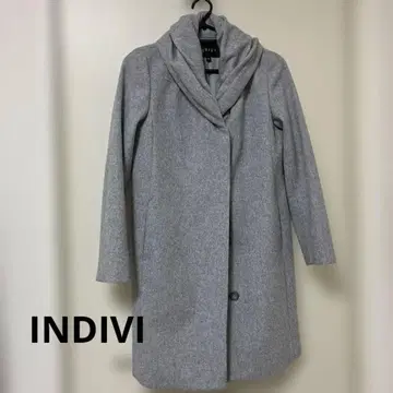 INDIVI 드레이프 옷깃 하프 코트 그레이 3