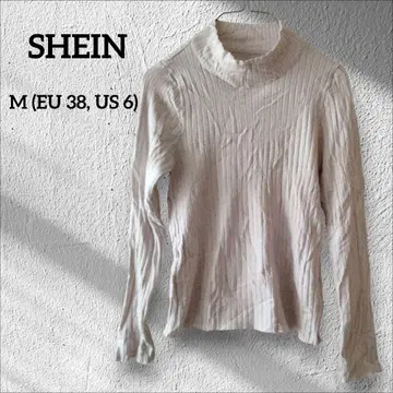 1점 한정 SHEIN 화이트 하이넥 긴팔 T셔츠 티셔츠 [ M ]