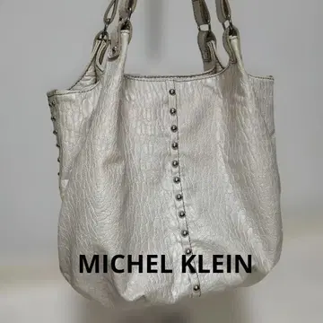 [ MICHEL KLEIN ] 천연 가죽 스터드 토트백 화이트