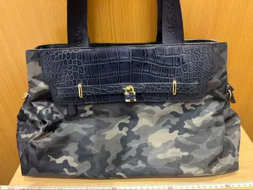 MAYAMAYA 마야 카모 패턴 토트백 악어 엠보싱 플랩 네이비