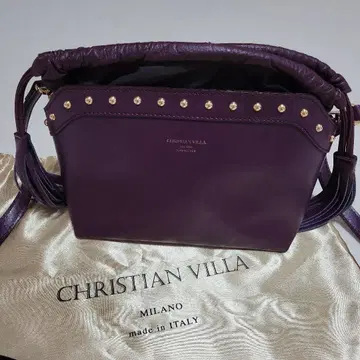 CHRISTIAN VILLA 퍼플 스터드 골드 금장 장식 프린지