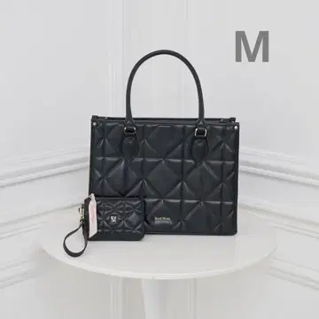 로제 뮤즈 퀼팅 토트 백 M 블랙