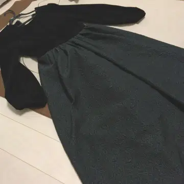 미사용 카롤리나 레이서 벨벳 긴팔 원피스