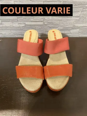 오렌지 웨지 샌들 오픈토