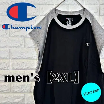 V796 [Champion] 자수 로고 슬리브리스 [남성용 XXL] 블랙