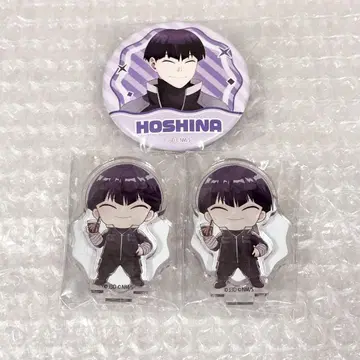 괴수 8호 호시나 소우시로 카페 가챠가챠 아크릴 스탠드 캔뱃지 3점