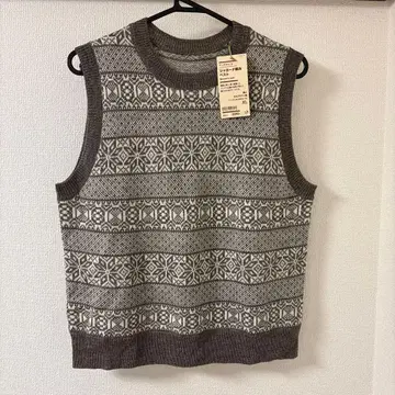 택 포함 새상품 MUJI 안데스 울 자카드 니트 베스트