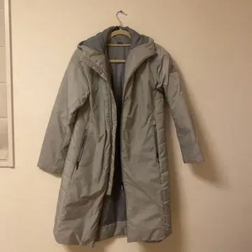 adidas 후드 부착 그레이 롱 코트