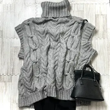 ZARA 자라 터틀넥 니트 베스트 케이블 니트 그레이