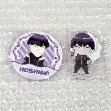 괴수 8호 카페 가챠가챠 호시나 소우시로 아크릴 스탠드 캔뱃지 2점