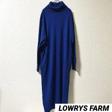 로리즈팜 F 터틀넥 롱 원피스 블루 루즈핏
