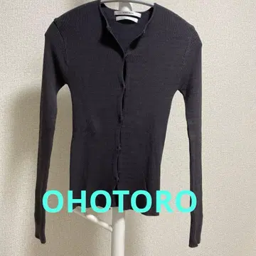 OHOTORO 리브 긴팔 가디건 다크 그레이