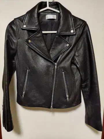 블랙 가죽 싱글 라이더 자켓 HARE 여성용