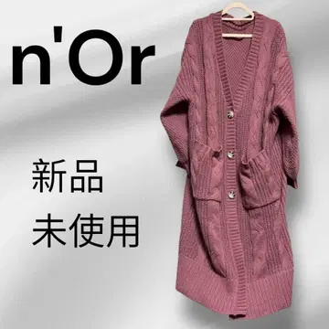 n'Or 핑크 아몬드 니트 롱 가디건