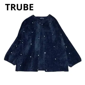 TRUBE 인조 모피 노카라 겉옷 큐빅 가디건 [ F ]